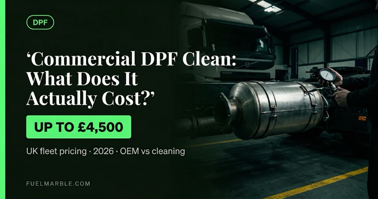 Commercial DPF cleaning cost UK 2026 — fleet guide to HGV DPF clean prices, forced regen, and replacement costs