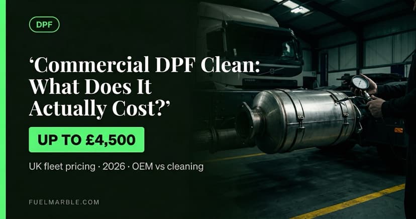 Commercial DPF cleaning cost UK 2026 — fleet guide to HGV DPF clean prices, forced regen, and replacement costs