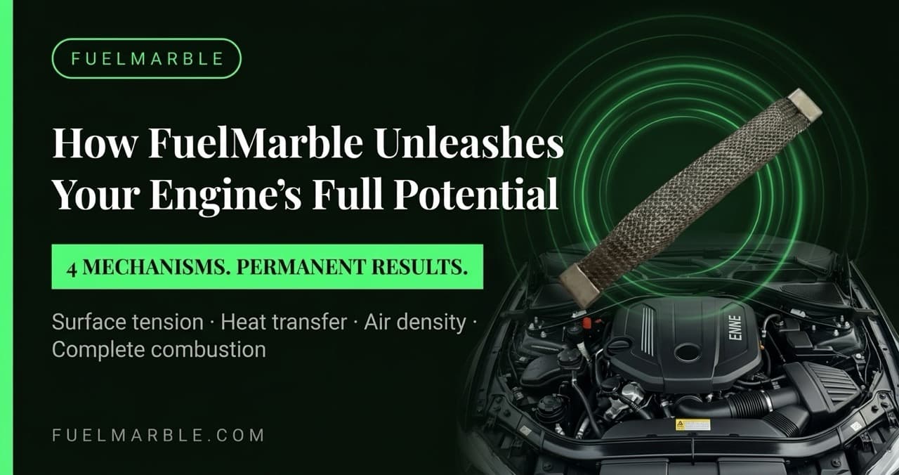 FuelMarble mineral in coolant reservoir — visualising how the technology improves engine thermodynamics