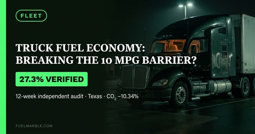 Kenworth T680 semi-truck parked at a dark Texas truck stop with a diagnostic cable visible from the OBD port, illustrating professional truck fuel saving device testing 2026