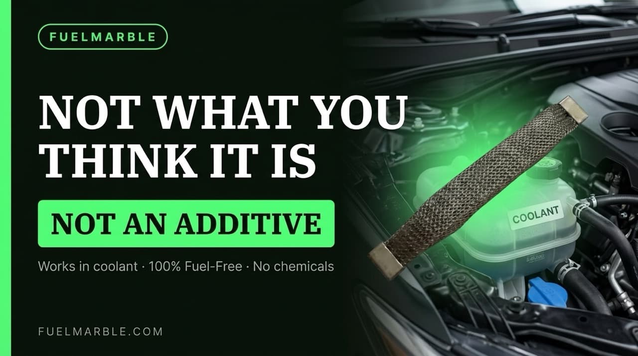 Why FuelMarble is not a fuel additive — it works through the coolant system, not the fuel