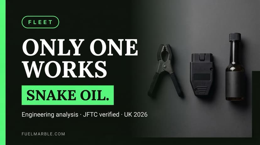 UK fuel saver comparison 2026 — magnetic clamps, OBD dongles, fuel additives, and FuelMarble coolant device reviewed