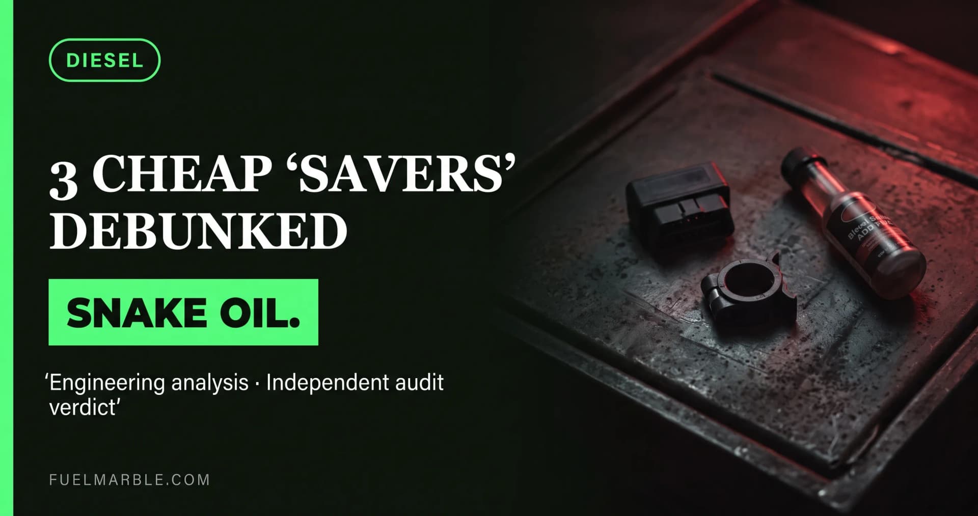 Fuel saving devices compared 2026 — OBD2 chip, magnetic clip, diesel additive, and FuelMarble, only one with verified data